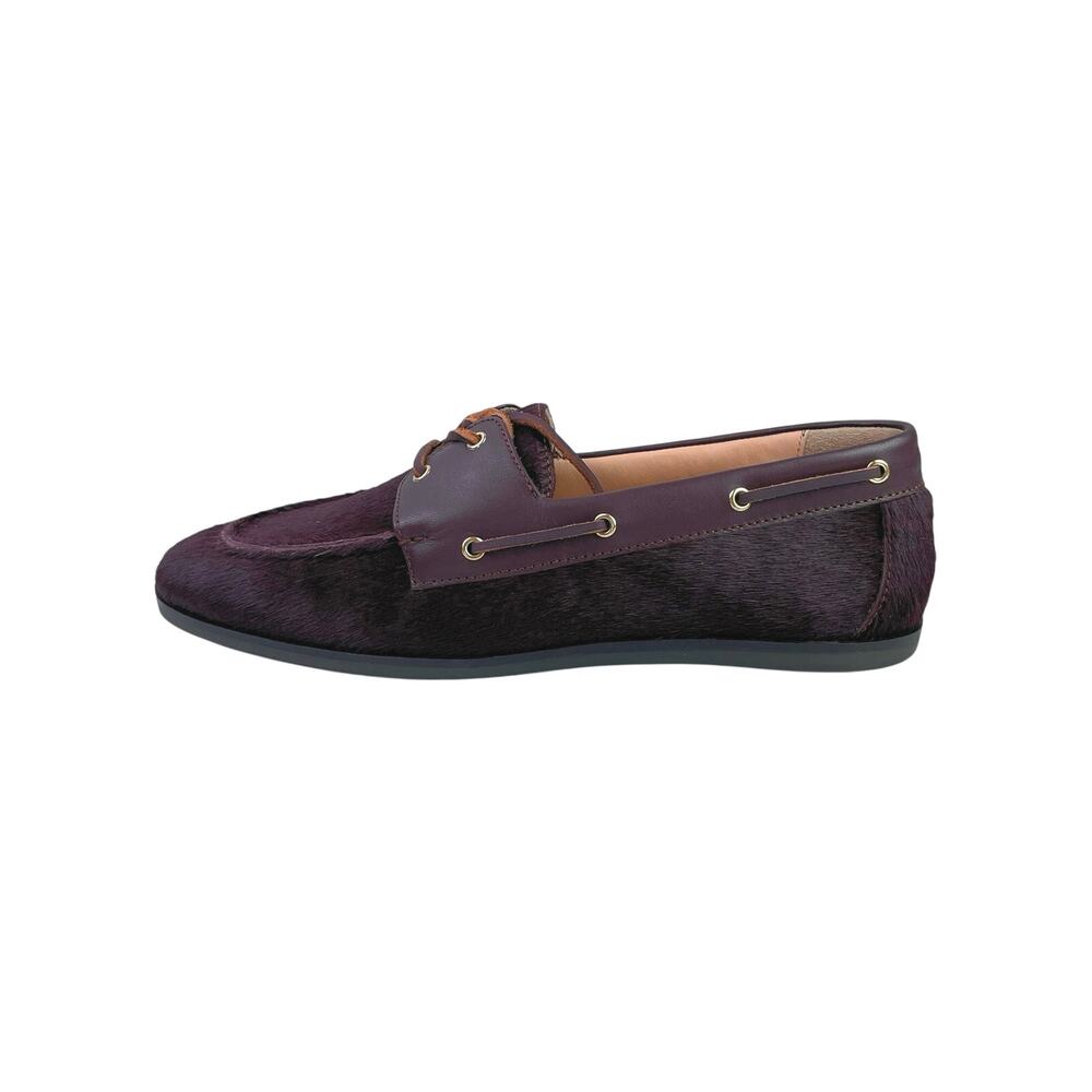 NEW J.Crew Haircalf Classic Womens Purple Leather Lace Up Flat Loafer Shoes Sz 9